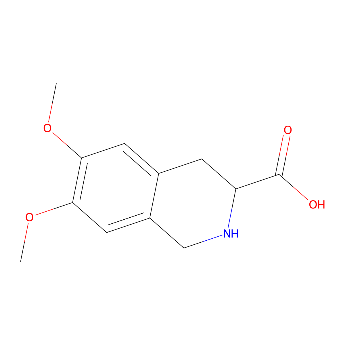 6,7-Dimethoxy-1,2,3,4-tetrahydroisoquinoline-3-carboxylic acid, (S)- molecular structure, CAS 103733-66-0