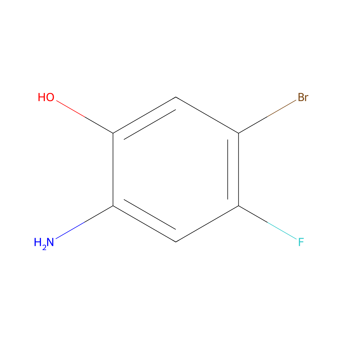 2-Amino-5-bromo-4-fluorophenol molecular structure, CAS 1037364-36-5
