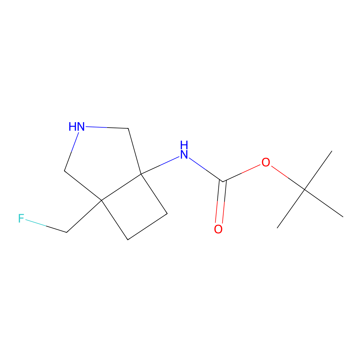 tert-Butyl ((1S,5S)-5-(fluoromethyl)-3-azabicyclo[3.2.0]heptan-1-yl)carbamate molecular structure, CAS 1037367-20-6
