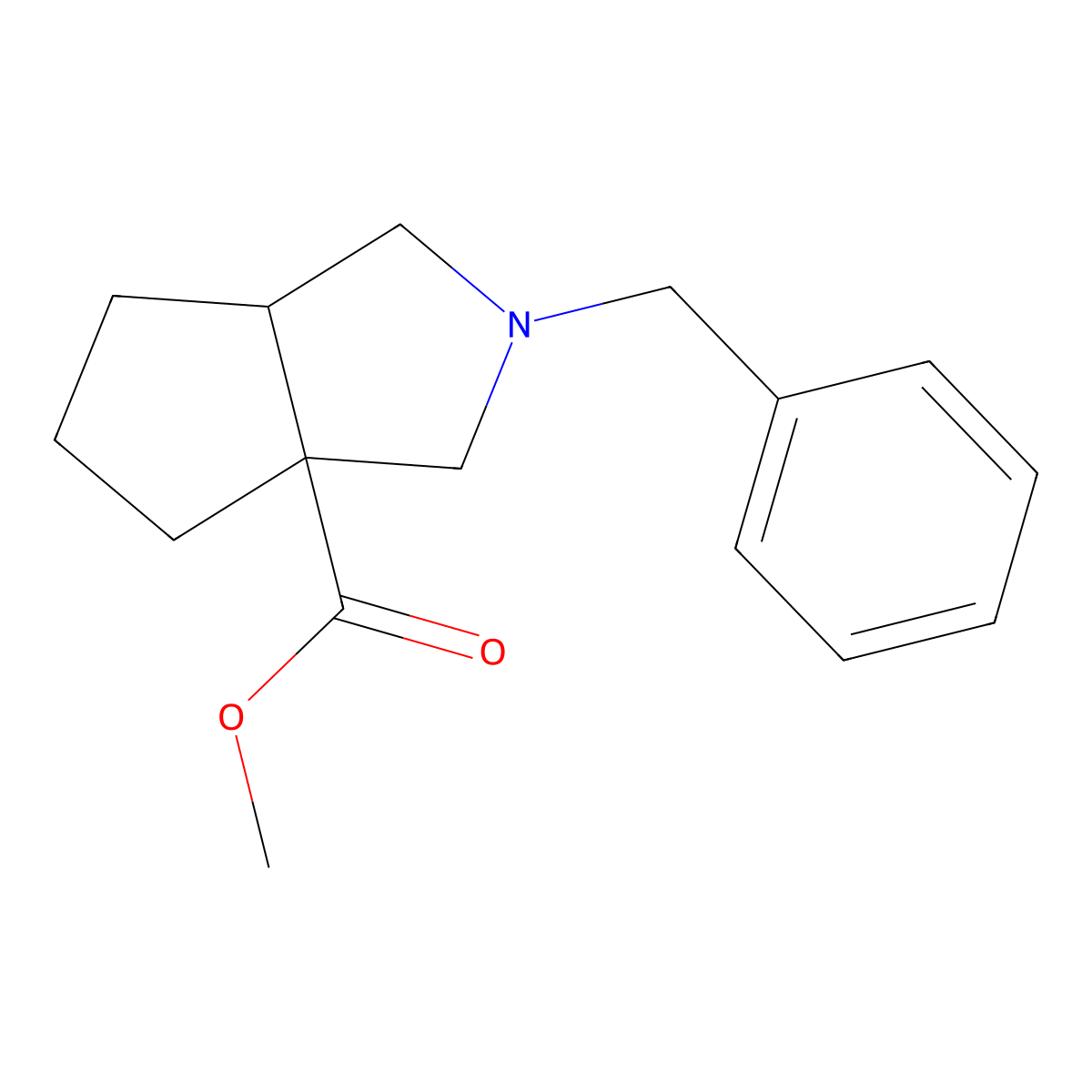 rel-(3aR,6aR)-Methyl 2-benzylhexahydrocyclopenta[c]pyrrole-3a(1H)-carboxylate molecular structure, CAS 1037367-40-0