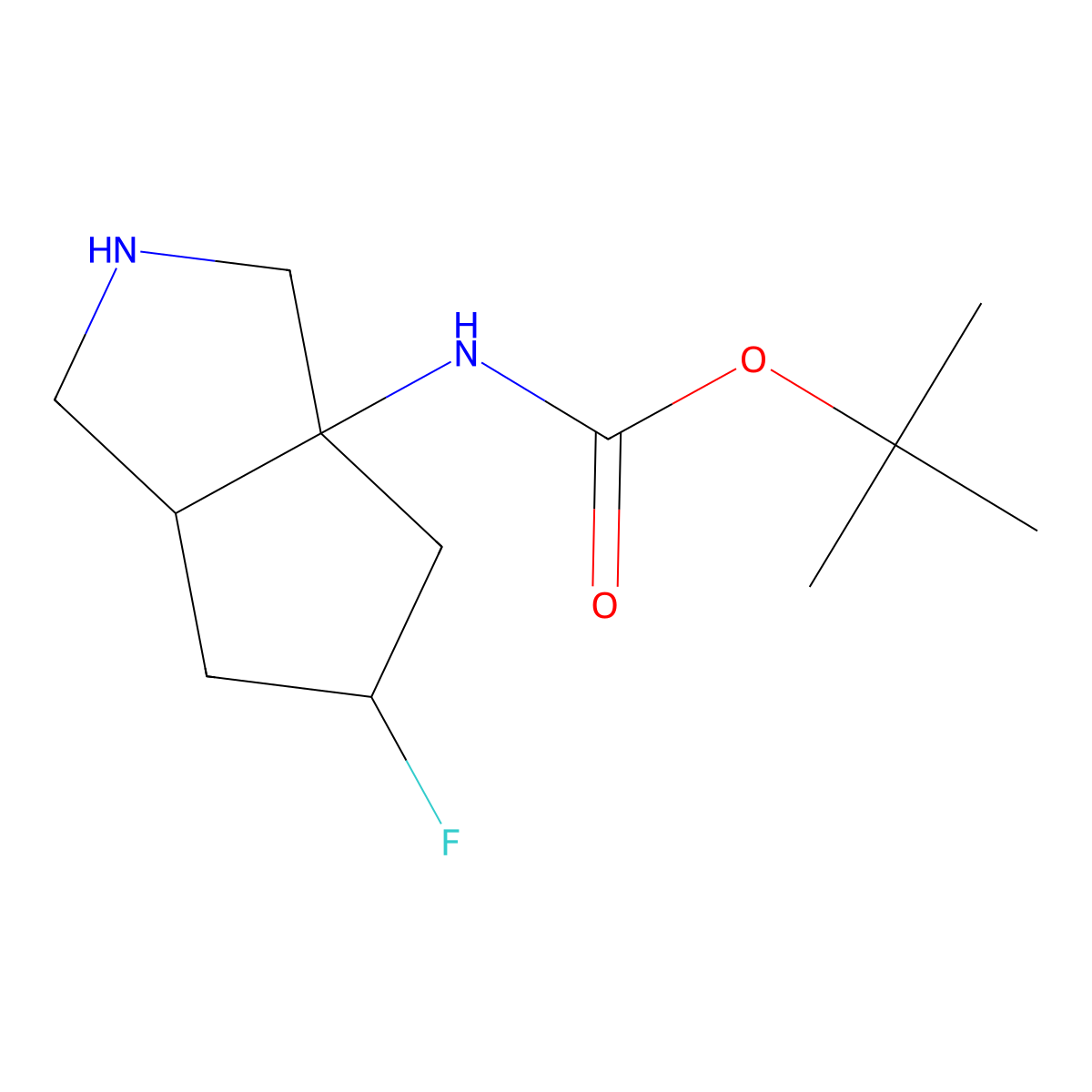 tert-Butyl ((3aS,6aR)-5-fluorohexahydrocyclopenta[c]pyrrol-3a(1H)-yl)carbamate molecular structure, CAS 1037367-66-0