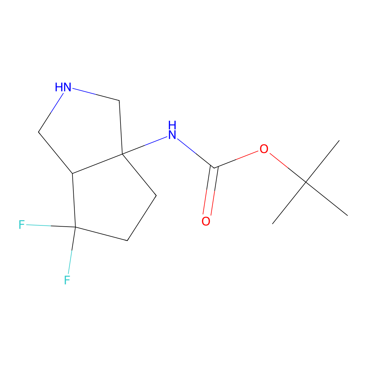 (1S,5R)-1-tert-Butoxycarbonylamino-6,6-difluoro-3-azabicyclo[3,3,0]octane molecular structure, CAS 1037367-81-9