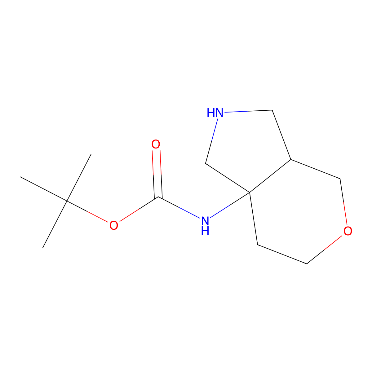 tert-Butyl ((3aR,7aS)-octahydropyrano[3,4-c]pyrrol-7a-yl)carbamate molecular structure, CAS 1037368-47-0