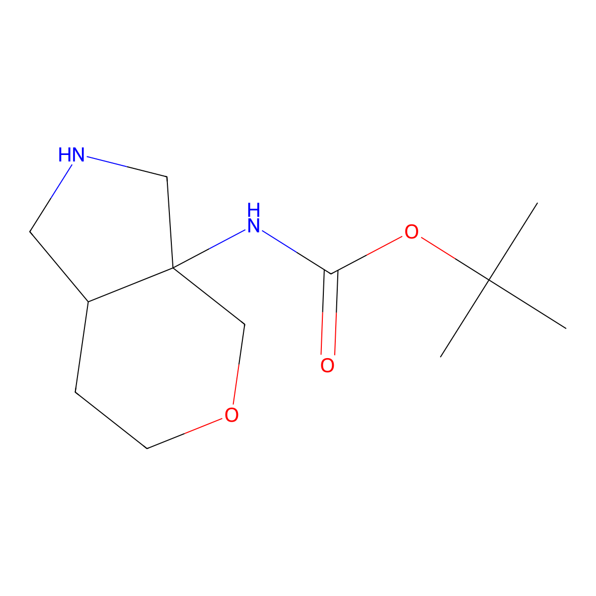 tert-Butyl ((3aS,7aR)-octahydropyrano[3,4-c]pyrrol-3a-yl)carbamate molecular structure, CAS 1037368-67-4
