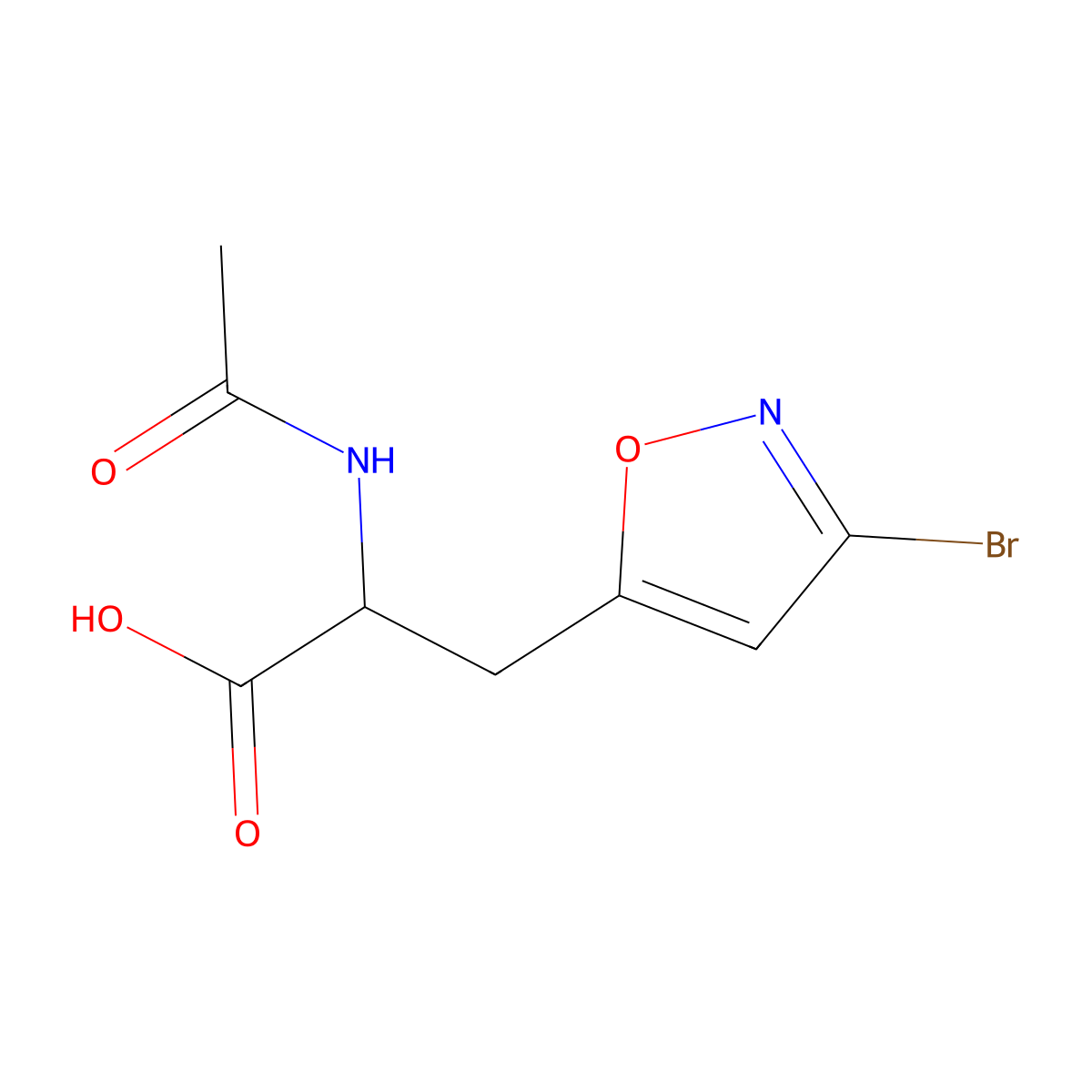 3-(3-Bromo-1,2-oxazol-5-yl)-2-acetamidopropanoic acid molecular structure, CAS 1037408-98-2