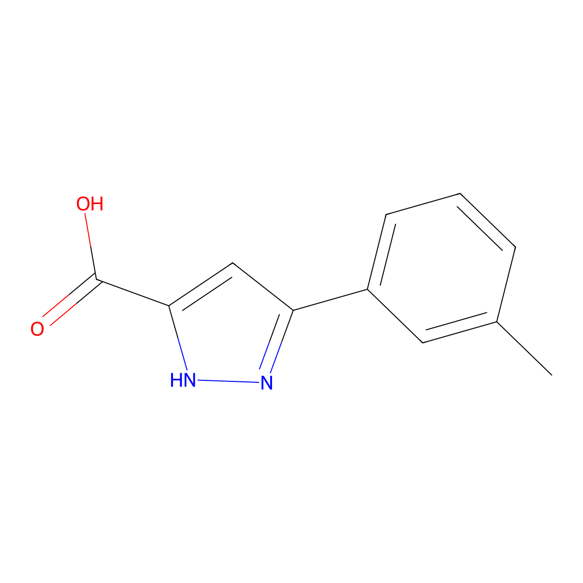 5-(3-Methylphenyl)-1H-pyrazole-3-carboxylic acid molecular structure, CAS 1037456-61-3