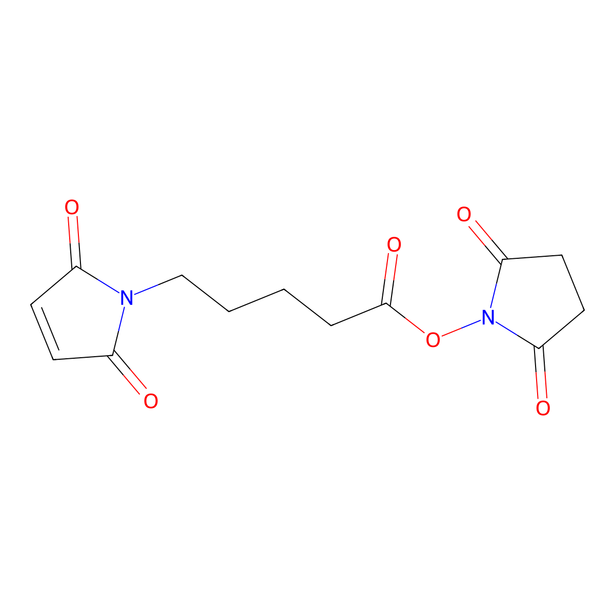 2,5-dioxopyrrolidin-1-yl 5-(2,5-dioxo-2,5-dihydro-1H-pyrrol-1-yl)pentanoate molecular structure, CAS 103750-03-4
