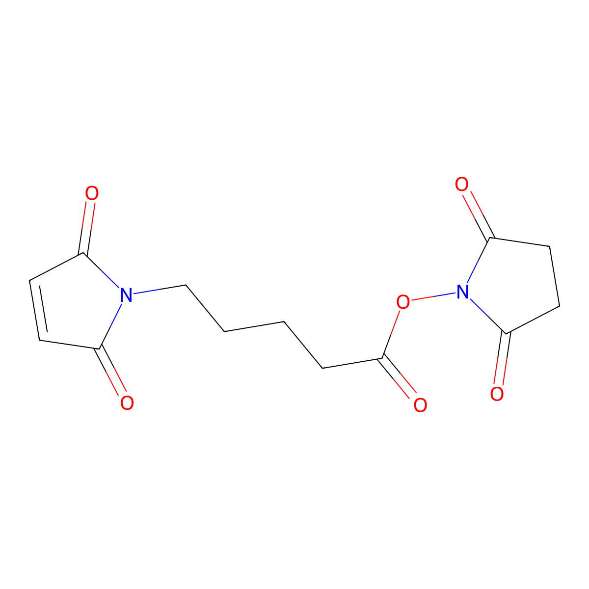 2,5-dioxopyrrolidin-1-yl 5-(2,5-dioxo-2,5-dihydro-1H-pyrrol-1-yl)pentanoate molecular structure, CAS 103750-03-4