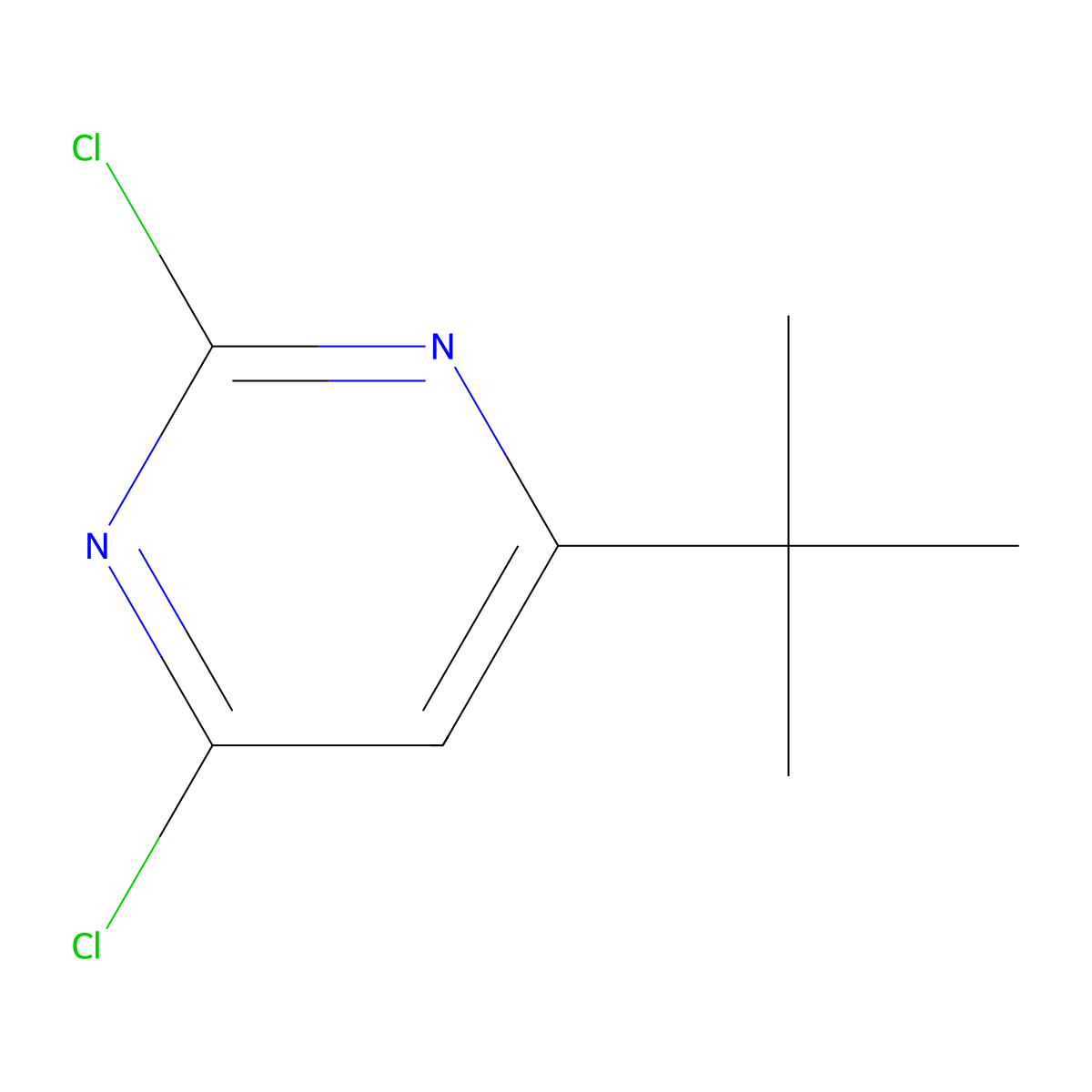 4-tert-Butyl-2,6-dichloropyrimidine molecular structure, CAS 1037535-38-8