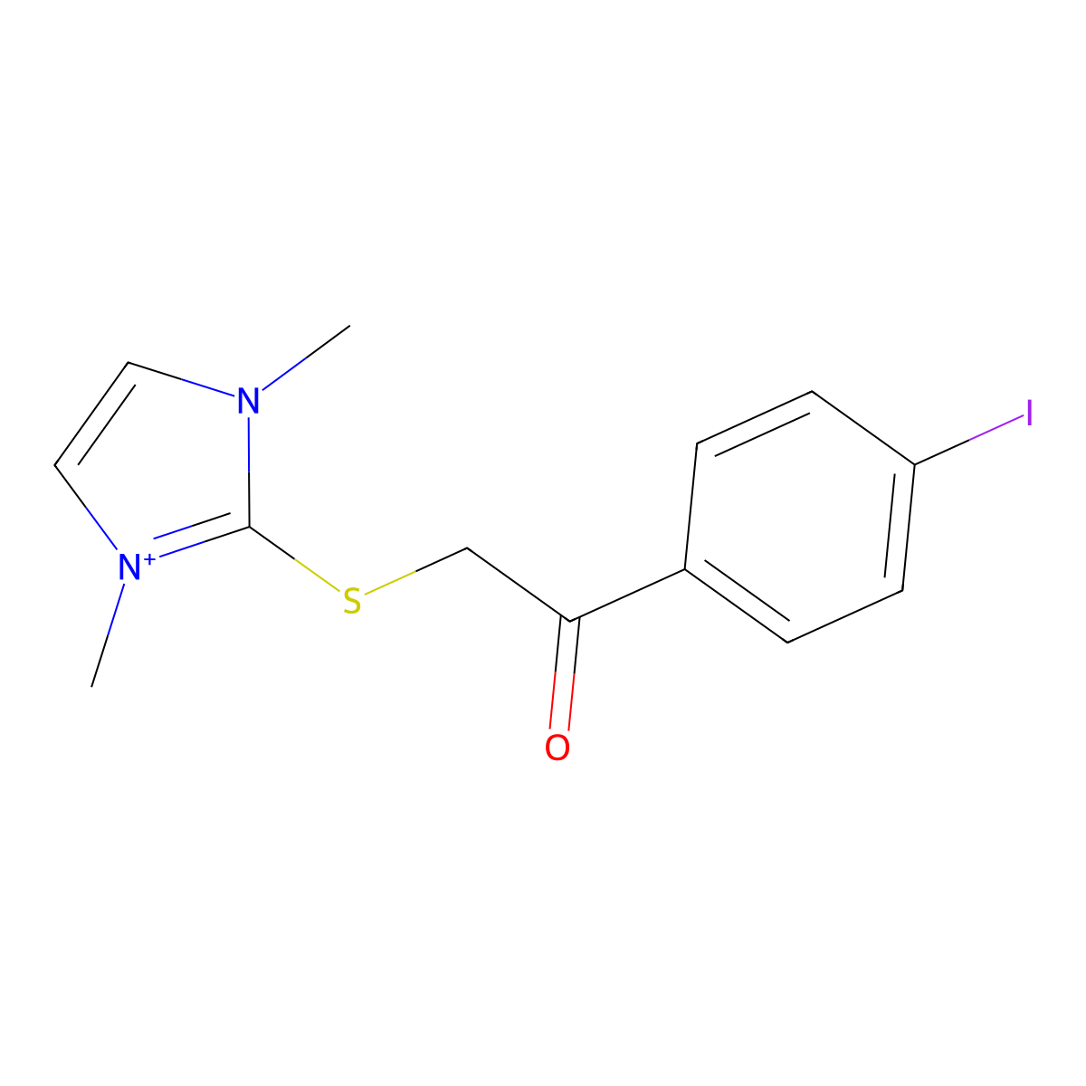 2-[[2-(4-Iodophenyl)-2-oxoethyl]thio]-1,3-dimethyl-1H-imidazolium molecular structure, CAS 1037545-05-3