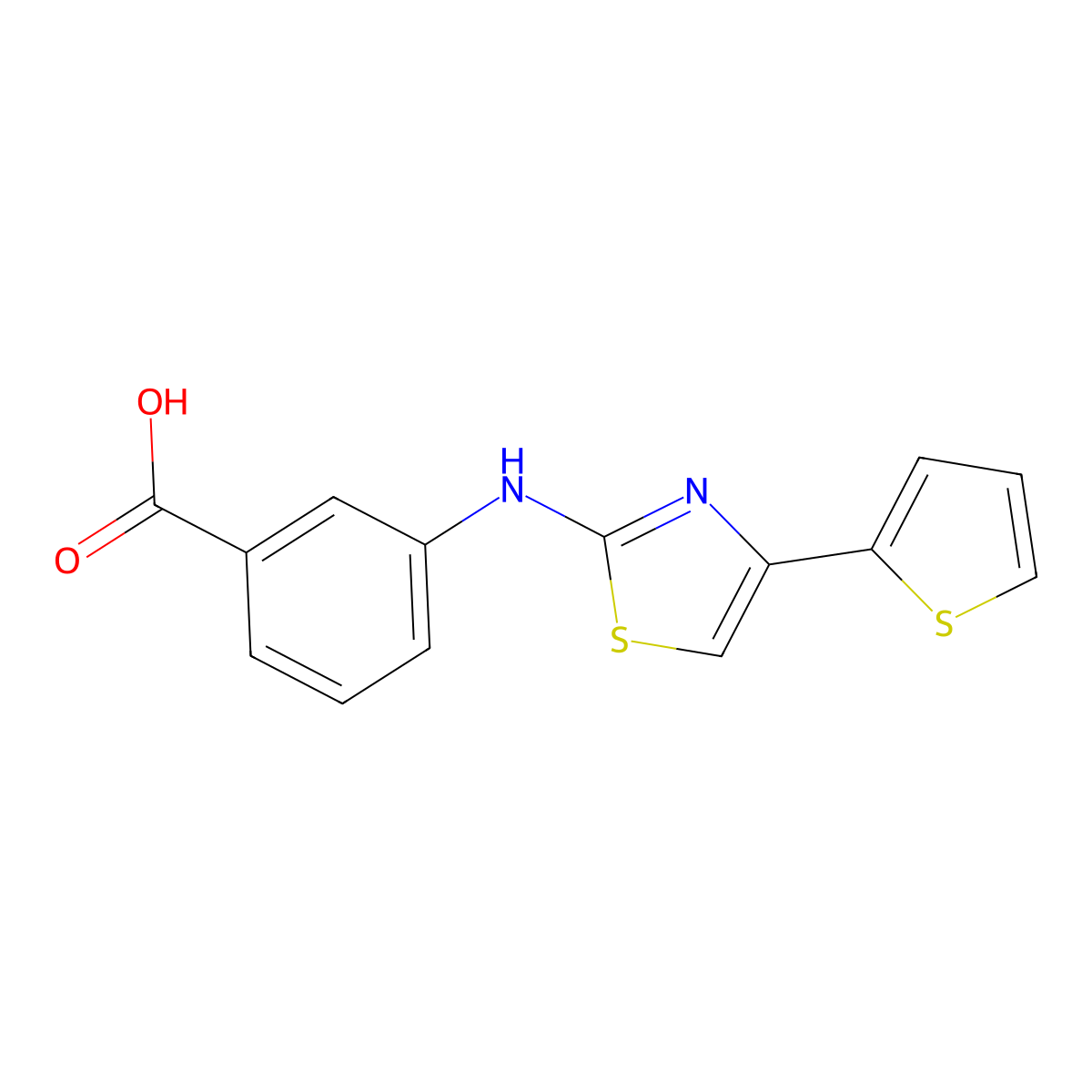 3-(4-Thiophen-2-yl-thiazol-2-ylamino)-benzoic acid molecular structure, CAS 103755-01-7