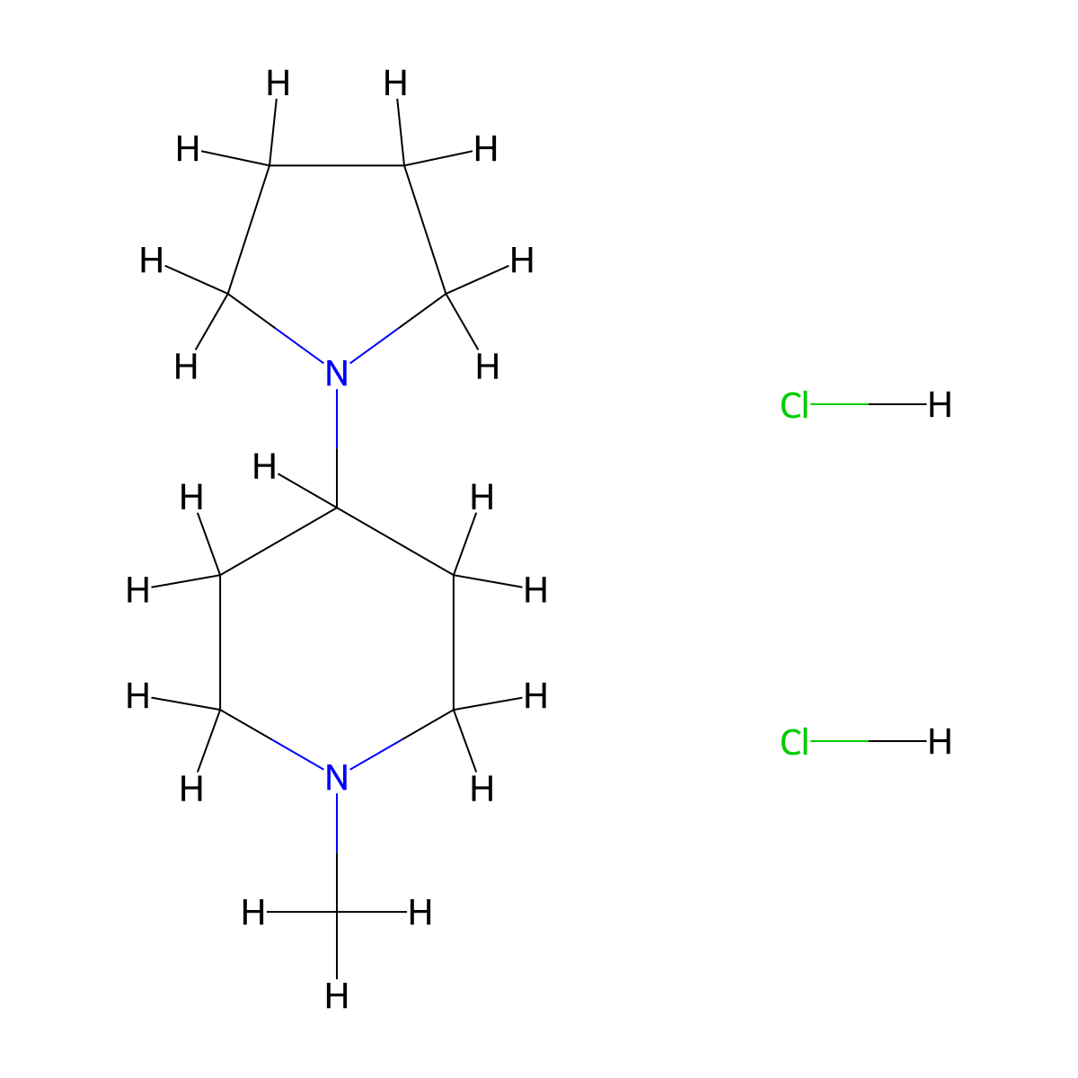 1-Methyl-4-(pyrrolidin-1-yl)piperidine dihydrochloride molecular structure, CAS 103755-75-5