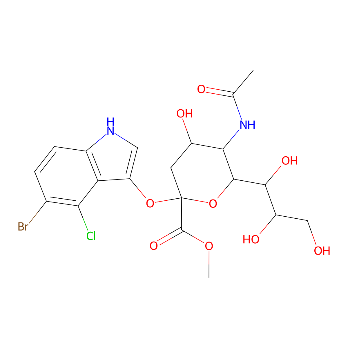 N-Acetyl-2-O-(5-bromo-4-chloro3-indolyl)-alpha-D-neuraminic Acid Methyl Ester molecular structure, CAS 1037565-81-3