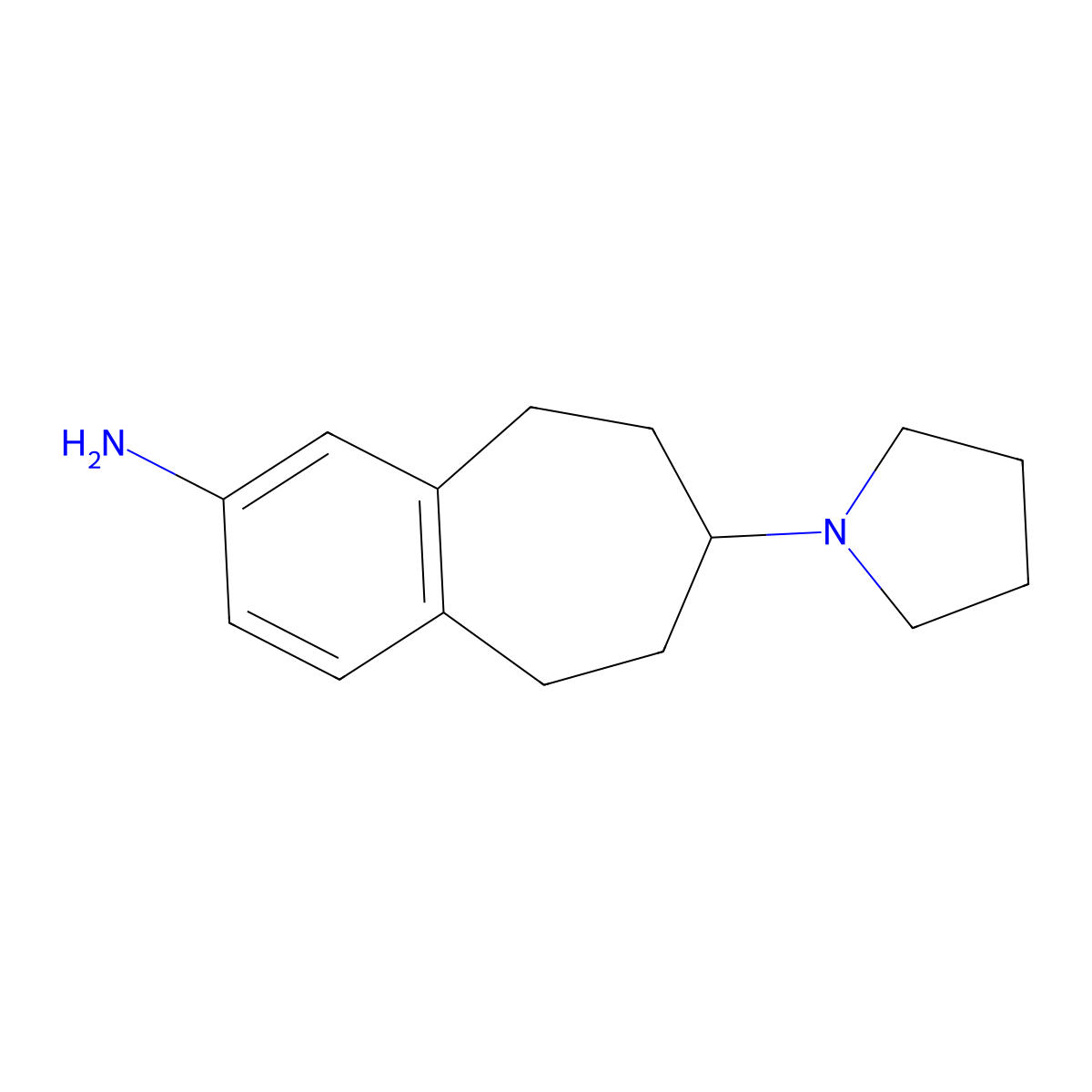 7-(pyrrolidin-1-yl)-6,7,8,9-tetrahydro-5H-benzo[7]annulen-2-amine molecular structure, CAS 1037627-94-3