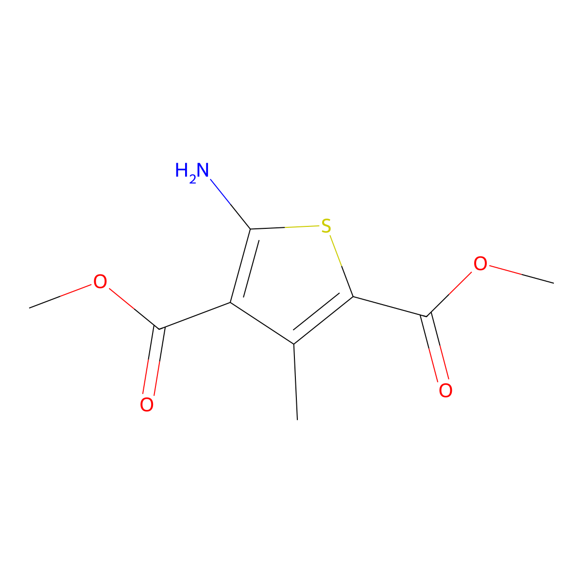 2,4-Dimethyl 5-amino-3-methylthiophene-2,4-dicarboxylate molecular structure, CAS 103765-33-9