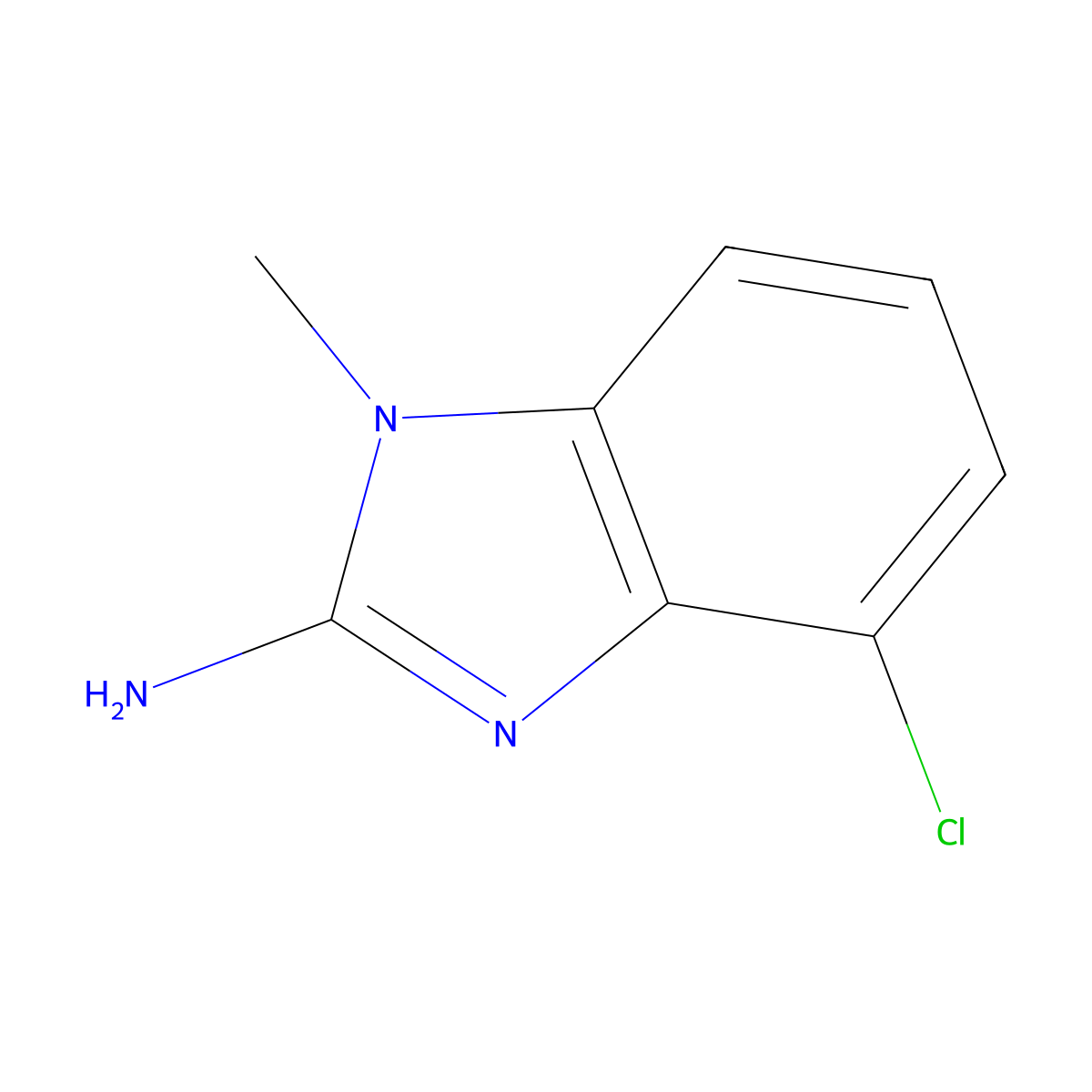 4-chloro-1-methyl-1H-1,3-benzodiazol-2-amine molecular structure, CAS 1037670-19-1