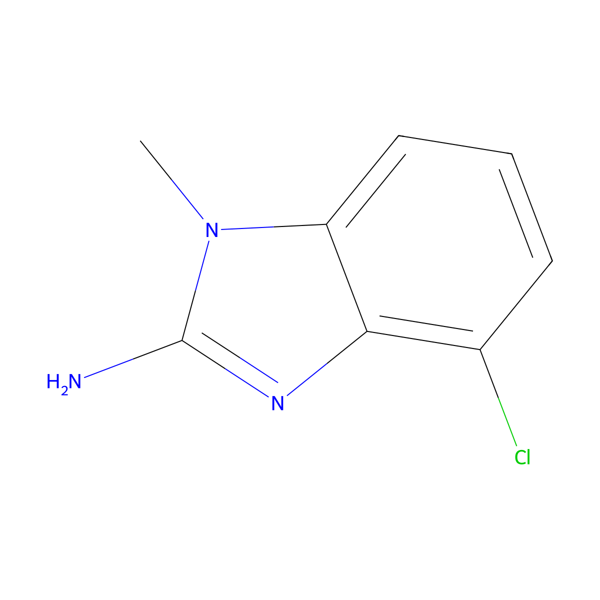 4-chloro-1-methyl-1H-1,3-benzodiazol-2-amine molecular structure, CAS 1037670-19-1