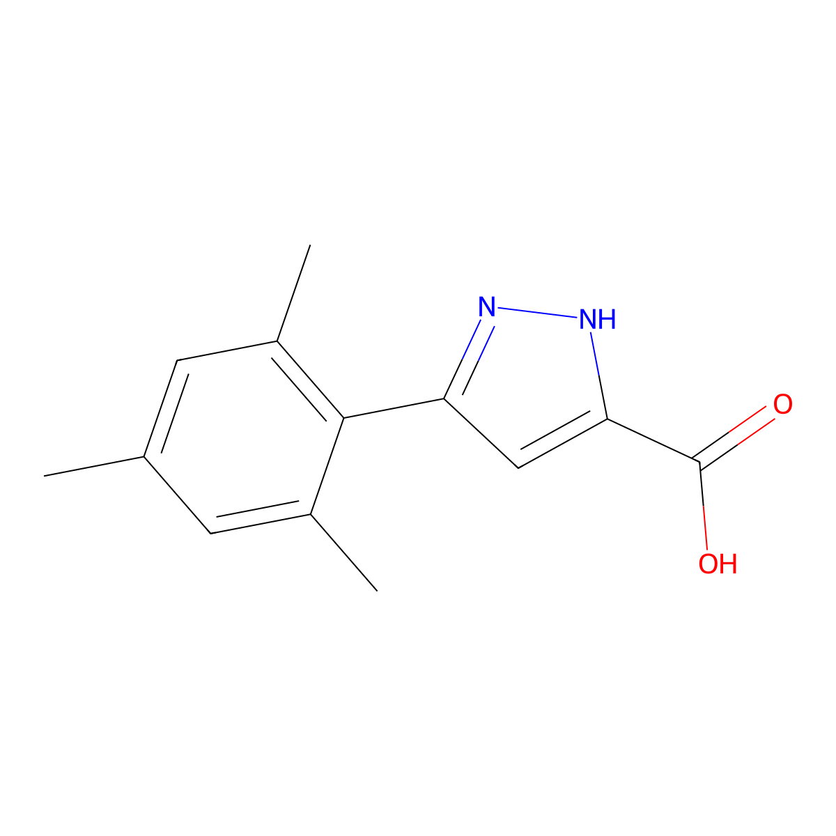5-Mesityl-1H-pyrazole-3-carboxylic acid molecular structure, CAS 1037690-98-4