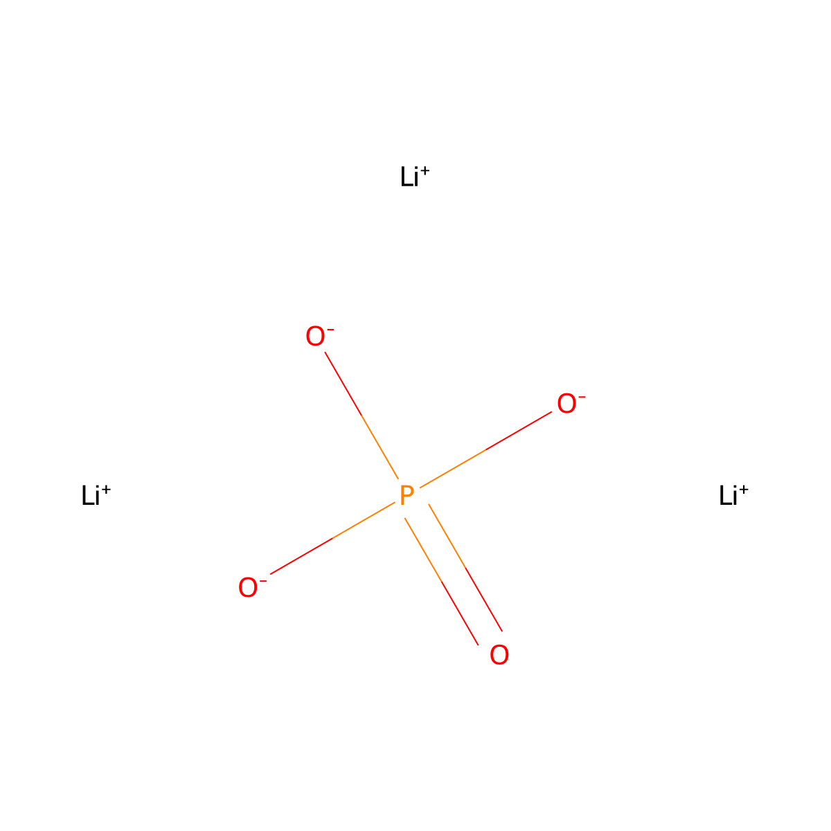 Lithium phosphate molecular structure, CAS 10377-52-3
