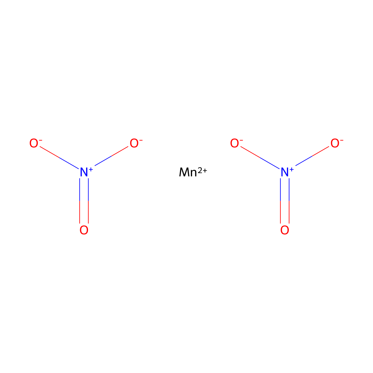 Manganese nitrate molecular structure, CAS 10377-66-9