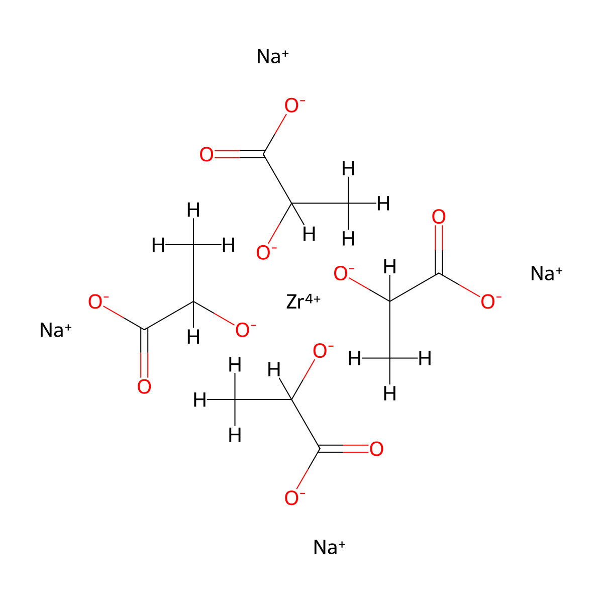Lactic acid, sodium zirconium salt (4:4:1) molecular structure, CAS 10377-98-7