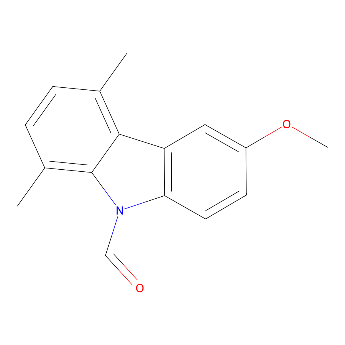 6-methoxy-1,4-dimethyl-9H-carbazole-9-carbaldehyde molecular structure, CAS 103771-51-3