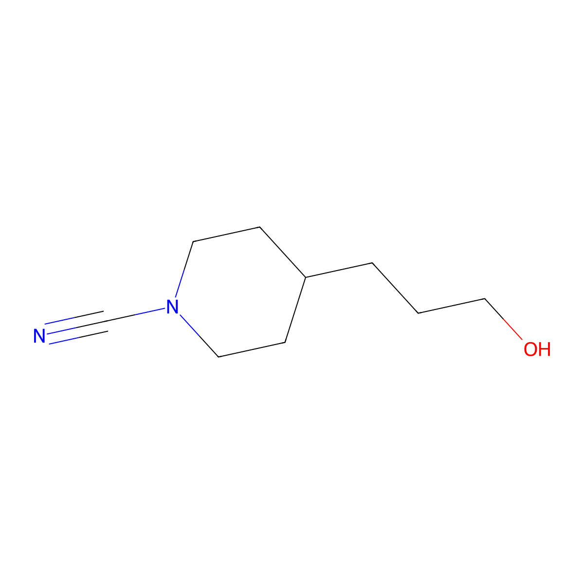4-(3-Hydroxypropyl)piperidine-1-carbonitrile molecular structure, CAS 1037754-50-9