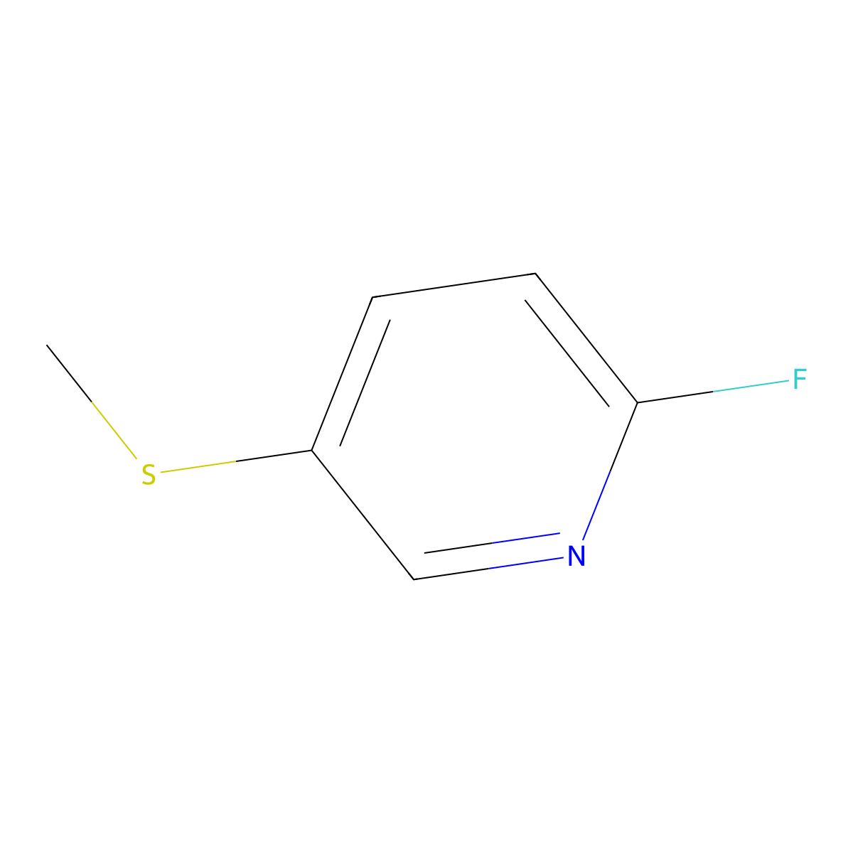 2-Fluoro-5-(methylthio)pyridine molecular structure, CAS 1037764-83-2