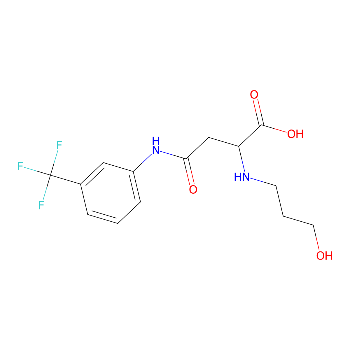 2-(3-Hydroxypropylamino)-4-oxo-4-[3-(trifluoromethyl)anilino]butanoic acid molecular structure, CAS 1037780-31-6