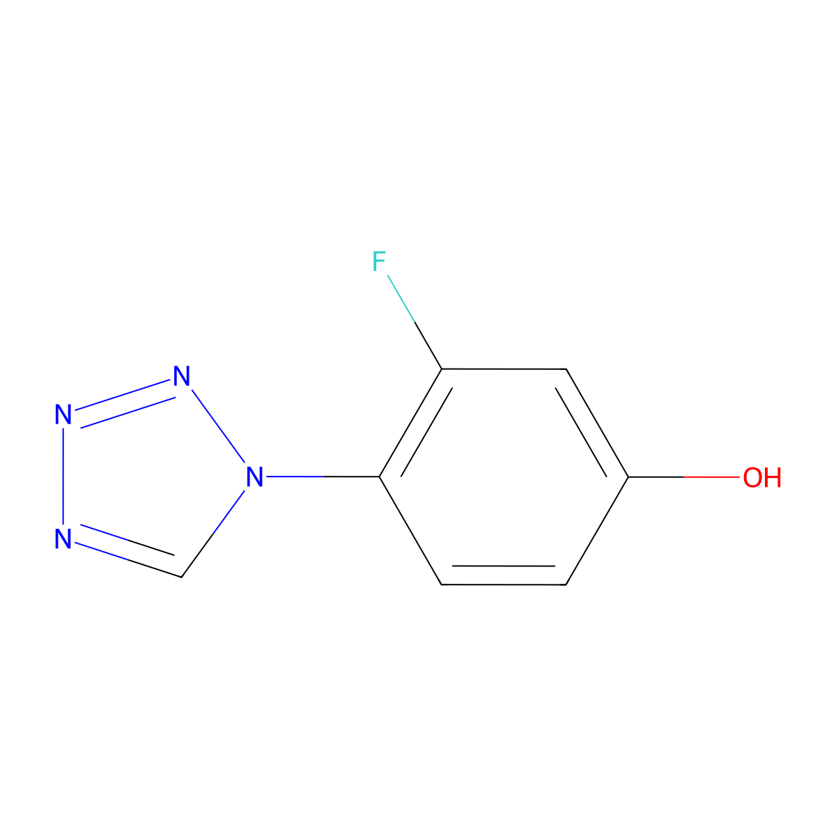 3-fluoro-4-(1H-1,2,3,4-tetrazol-1-yl)phenol molecular structure, CAS 1037798-23-4