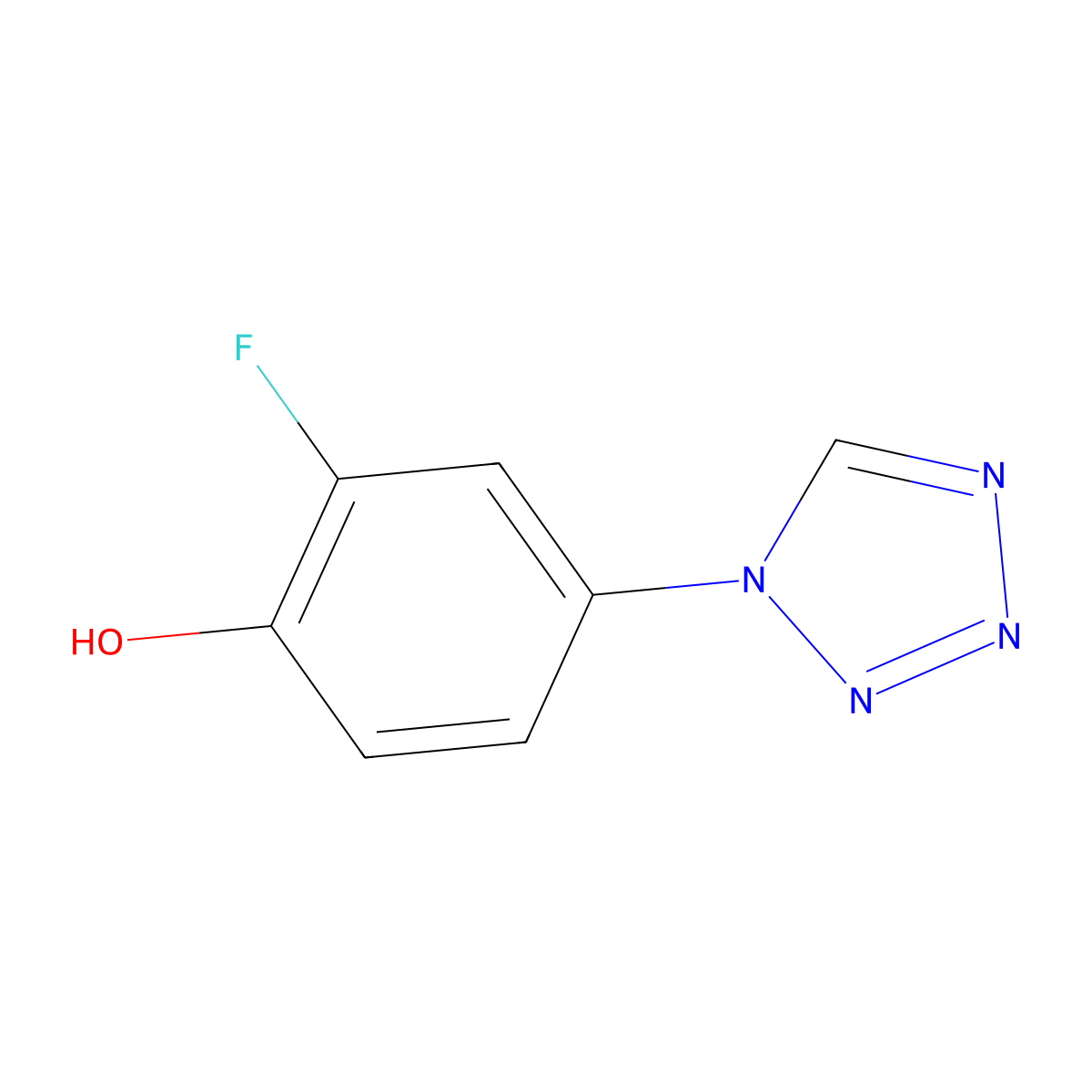 2-fluoro-4-(1H-1,2,3,4-tetrazol-1-yl)phenol molecular structure, CAS 1037798-26-7