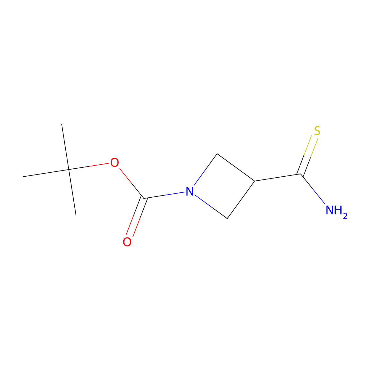 Tert-butyl 3-carbamothioylazetidine-1-carboxylate molecular structure, CAS 1037798-36-9