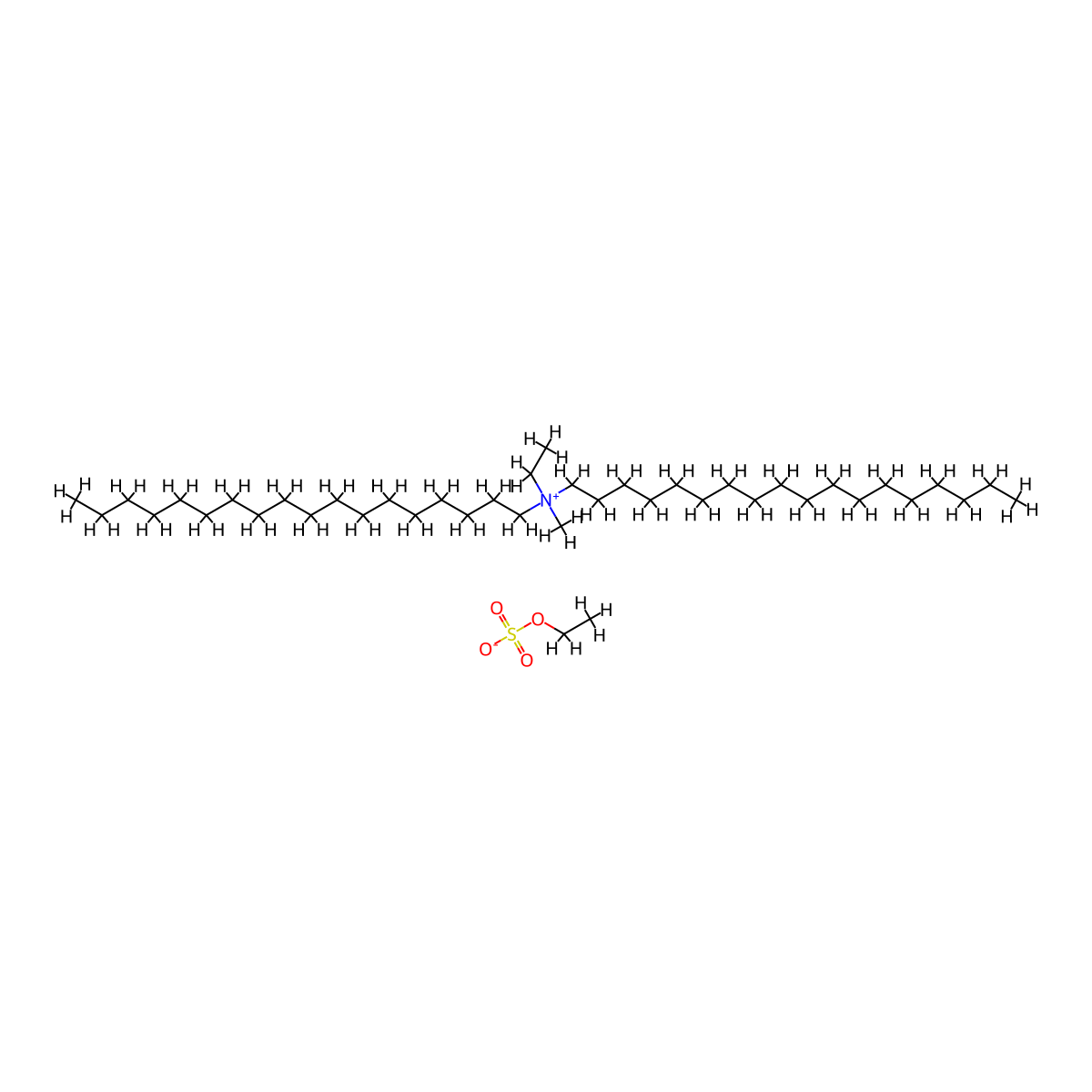 1-Octadecanaminium, N-ethyl-N-methyl-N-octadecyl-, ethyl sulfate (1:1) molecular structure, CAS 10378-14-0