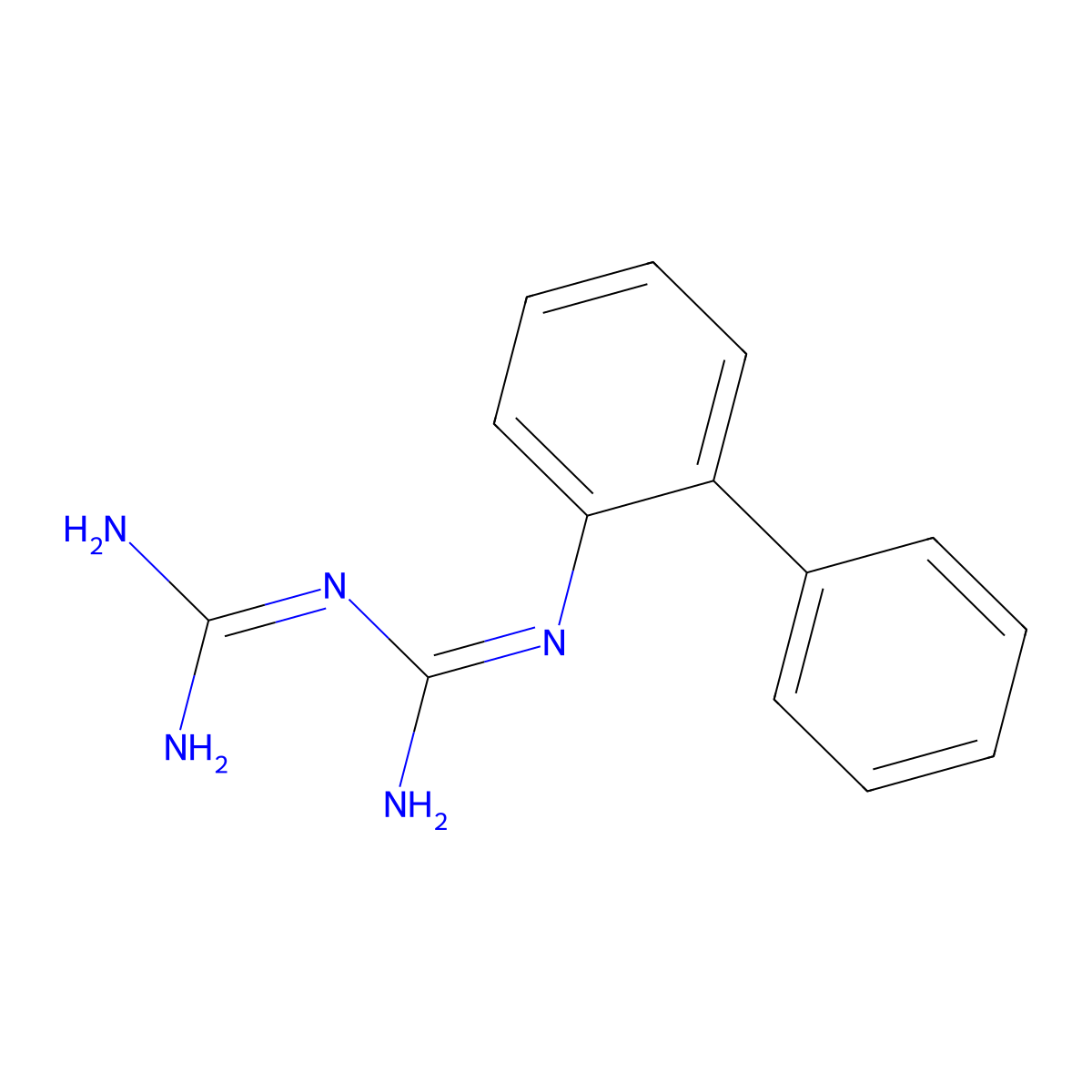 N-biphenyl-2-ylimidodicarbonimidic diamide molecular structure, CAS 10378-16-2