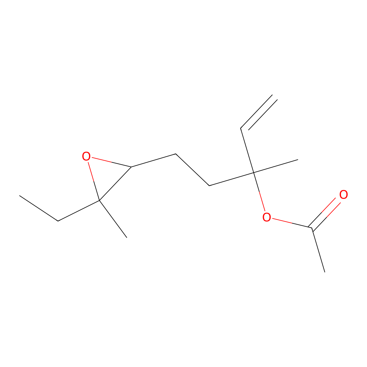2-Oxiranepropanol, alpha-ethenyl-3-ethyl-alpha,3-dimethyl-, 2-acetate molecular structure, CAS 10378-82-2