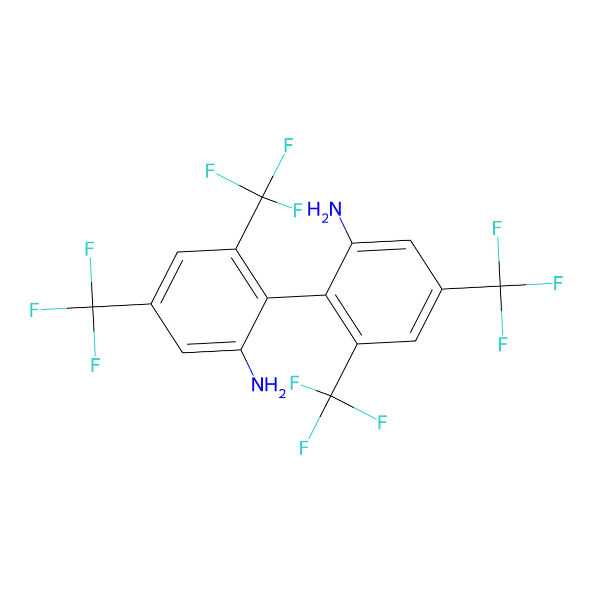 (S)-4,4',6,6'-Tetrakis(trifluoromethyl)-[1,1'-biphenyl]-2,2'-diamine molecular structure, CAS 1037800-51-3
