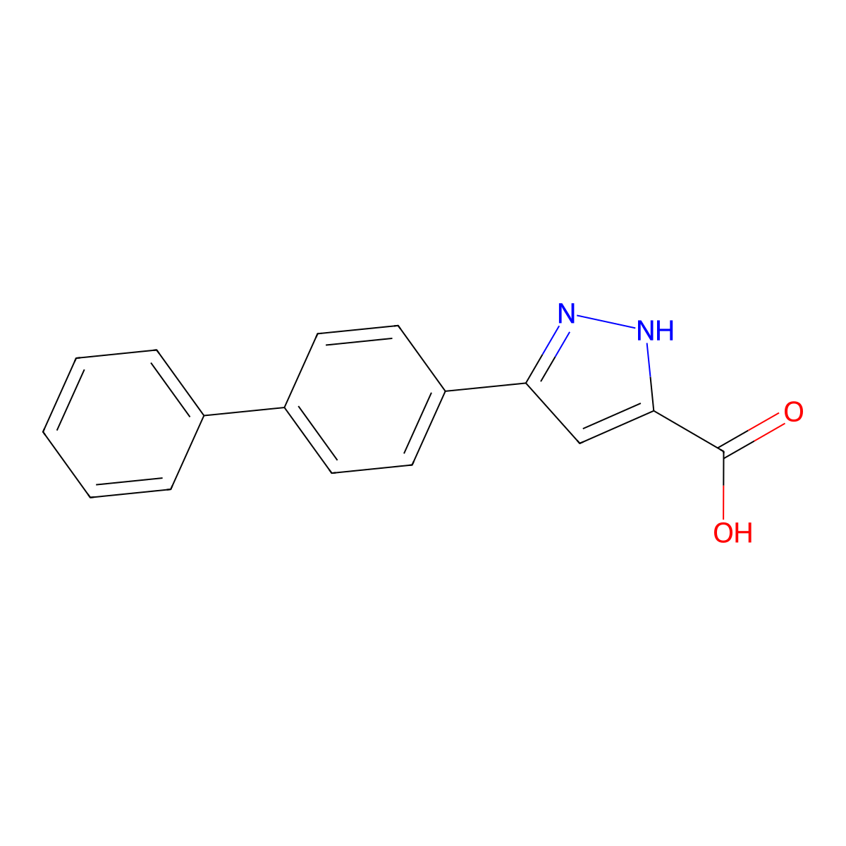 5-Biphenyl-4-yl-1H-pyrazole-3-carboxylic acid molecular structure, CAS 1037816-85-5