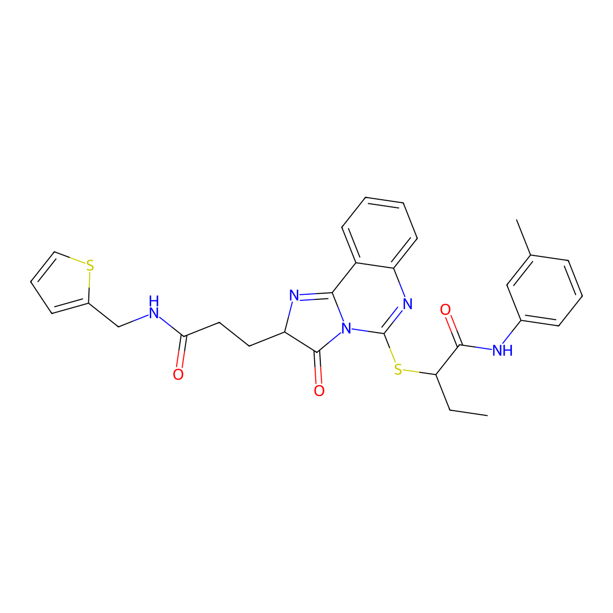 N-(3-methylphenyl)-2-{[3-oxo-2-(2-{[(thiophen-2-yl)methyl]carbamoyl}ethyl)-2H,3H-imidazo[1,2-c]quinazolin-5-yl]sulfanyl}butanamide molecular structure, CAS 1037823-46-3