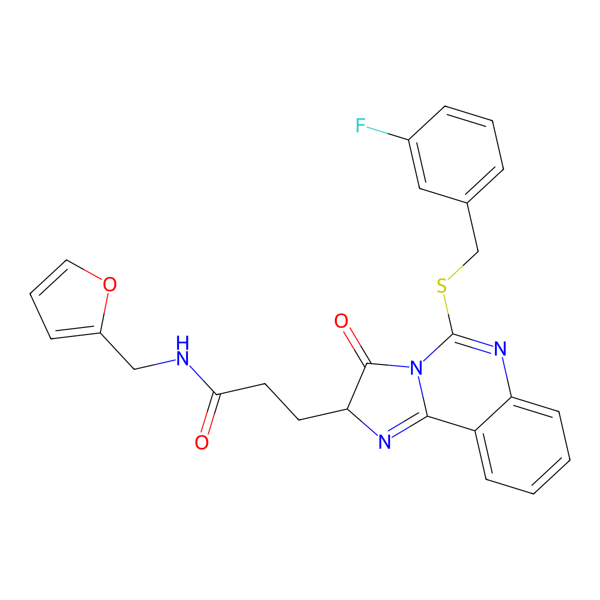 3-(5-{[(3-fluorophenyl)methyl]sulfanyl}-3-oxo-2H,3H-imidazo[1,2-c]quinazolin-2-yl)-N-[(furan-2-yl)methyl]propanamide molecular structure, CAS 1037824-50-2