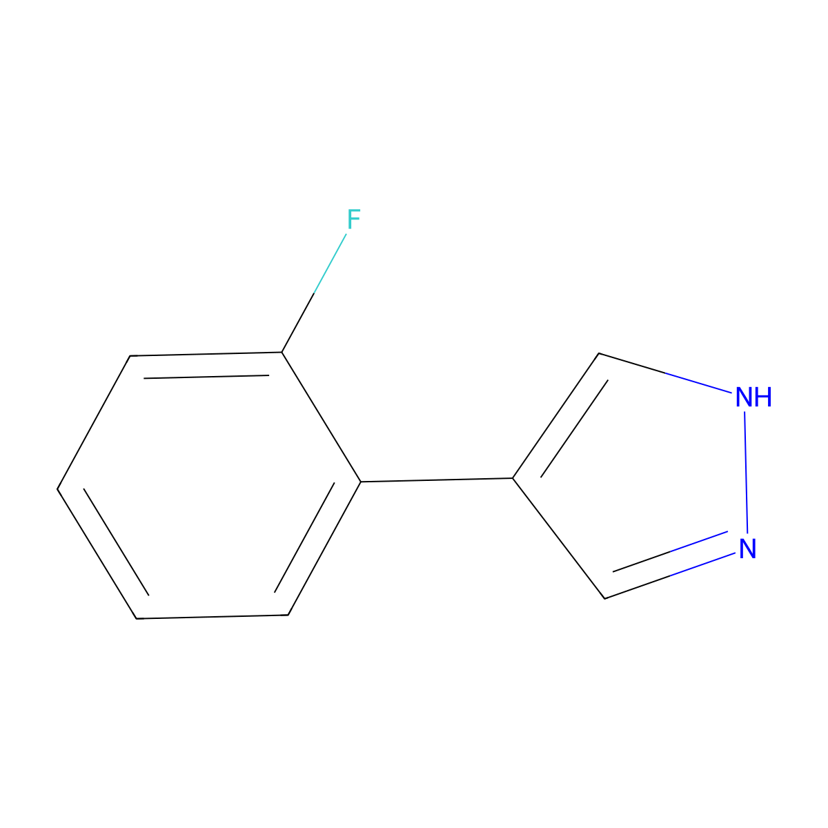 4-(2-fluorophenyl)-1H-pyrazole molecular structure, CAS 1037828-70-8