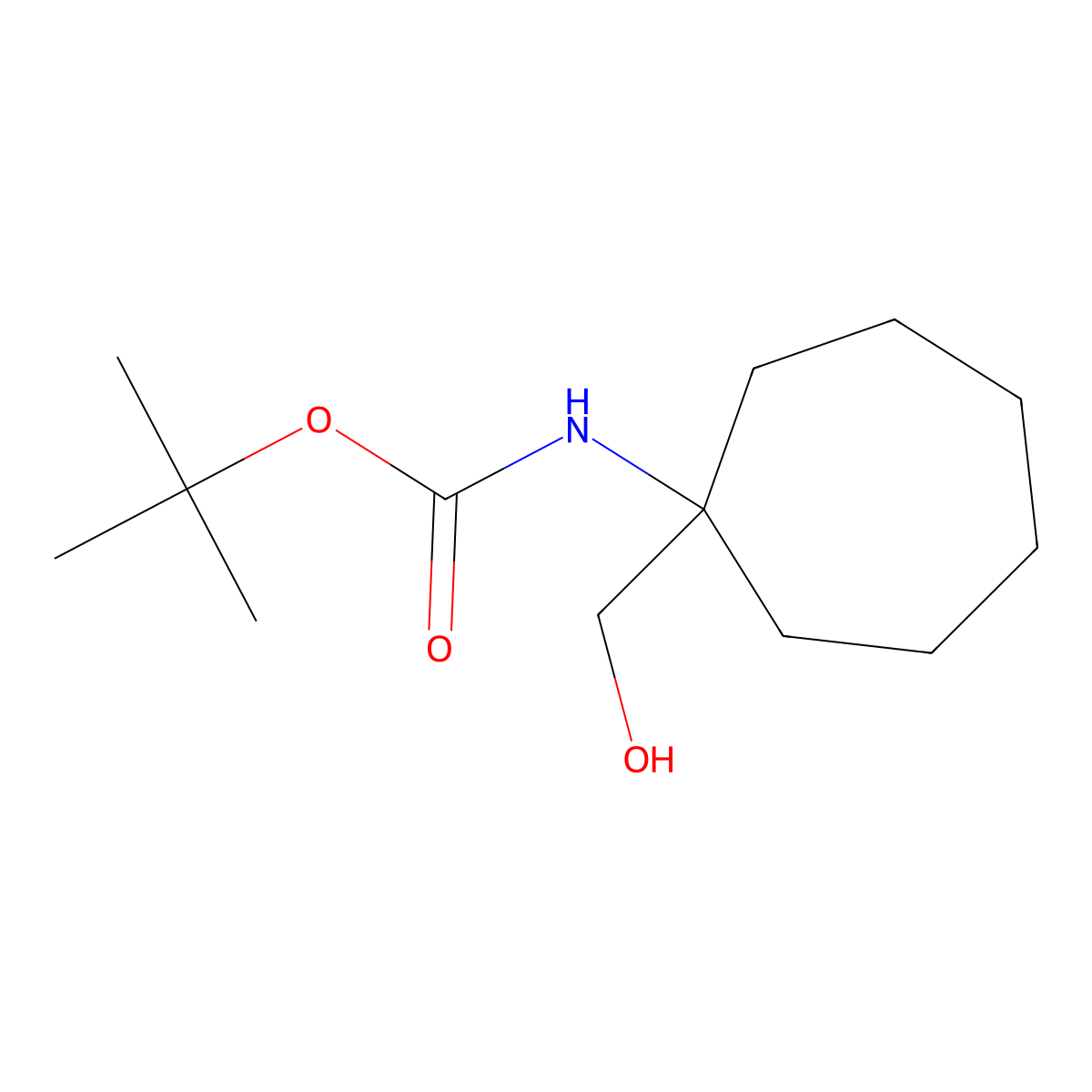 tert-butyl N-[1-(hydroxymethyl)cycloheptyl]carbamate molecular structure, CAS 1037833-17-2