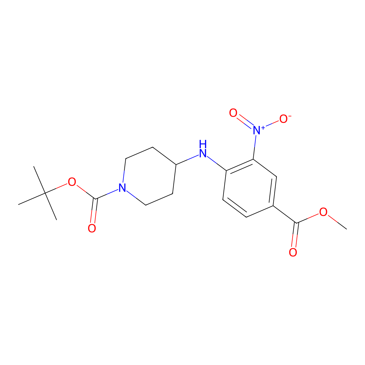 tert-Butyl 4-[4-(methoxycarbonyl)-2-nitrophenylamino]piperidine-1-carboxylate molecular structure, CAS 1037833-88-7