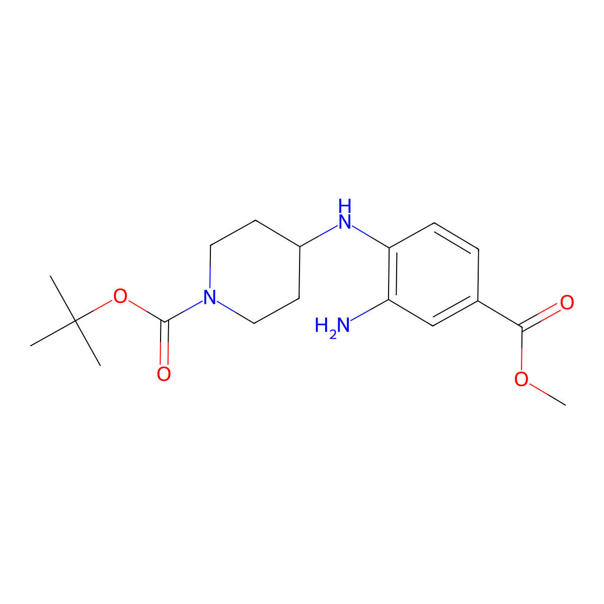 tert-Butyl 4-[2-amino-4-(methoxycarbonyl)-phenylamino]piperidine-1-carboxylate molecular structure, CAS 1037833-90-1