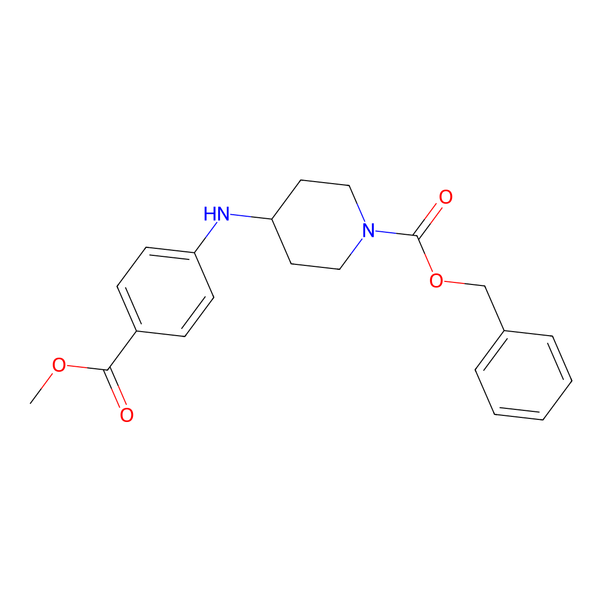 Benzyl 4-(4-(methoxycarbonyl)phenylamino)piperidine-1-carboxylate molecular structure, CAS 1037834-44-8
