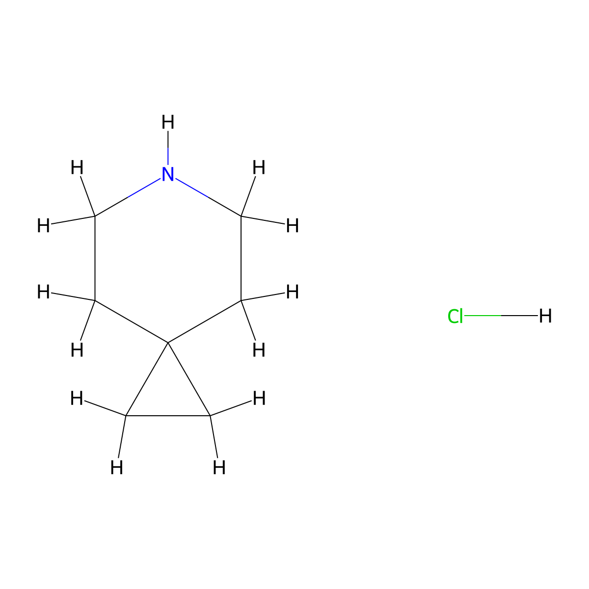 6-Azaspiro(2.5)octane hydrochloride molecular structure, CAS 1037834-62-0