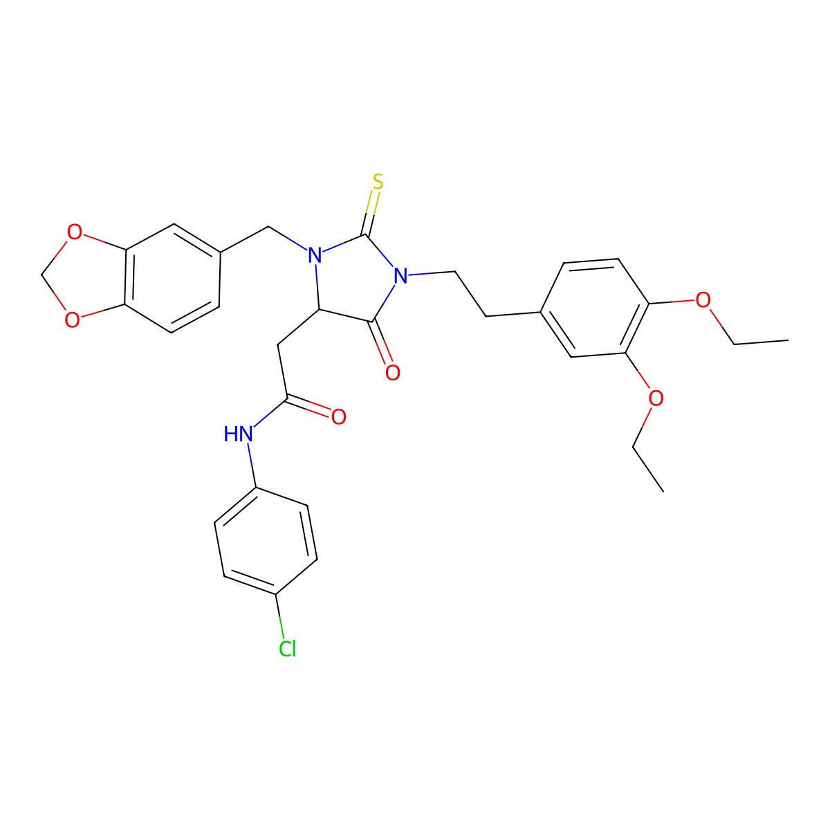 2-[3-(1,3-benzodioxol-5-ylmethyl)-1-[2-(3,4-diethoxyphenyl)ethyl]-5-oxo-2-sulfanylideneimidazolidin-4-yl]-N-(4-chlorophenyl)acetamide molecular structure, CAS 1037836-73-9