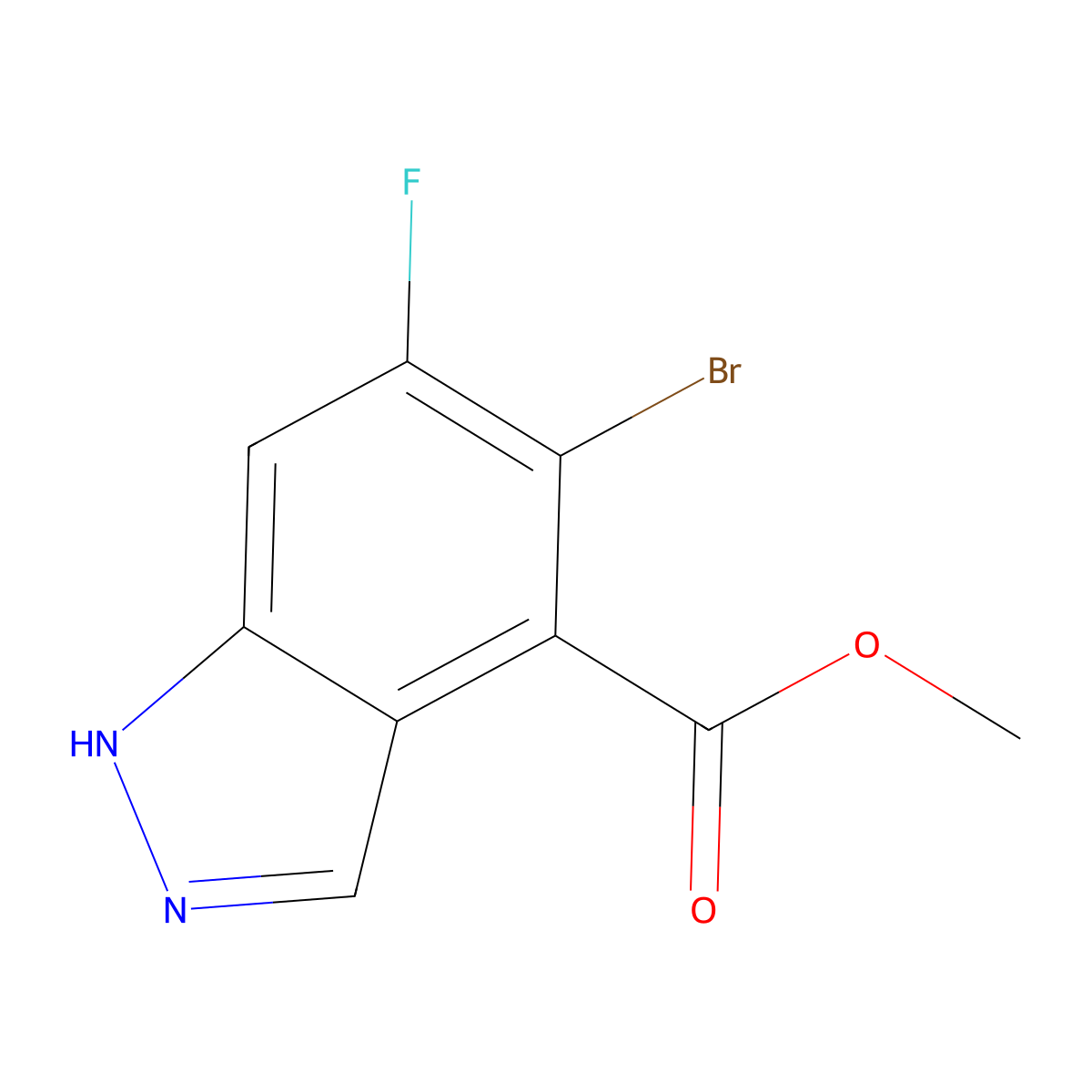 Methyl 5-bromo-6-fluoro-1H-indazole-4-carboxylate molecular structure, CAS 1037841-25-0