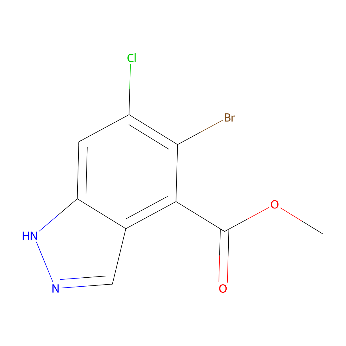 Methyl 5-bromo-6-chloro-1H-indazole-4-carboxylate molecular structure, CAS 1037841-34-1