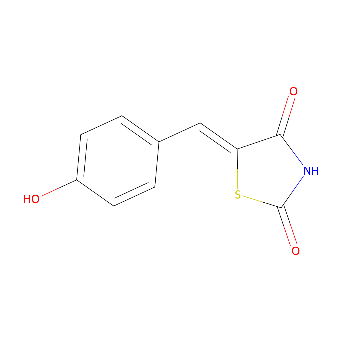 5-((4-Hydroxyphenyl)methylene)-2,4-thiazolidinedione molecular structure, CAS 103788-60-9