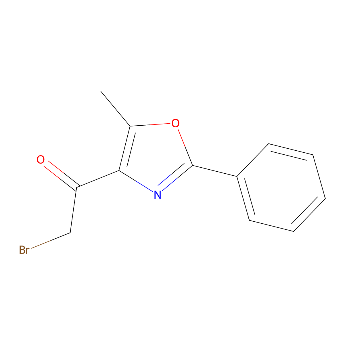 2-Bromo-1-(5-methyl-2-phenyl-1,3-oxazol-4-yl)ethan-1-one molecular structure, CAS 103788-62-1
